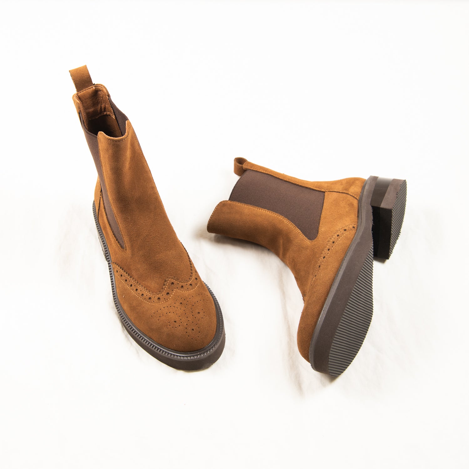 Cinnamon Suede Brogue Chelsea